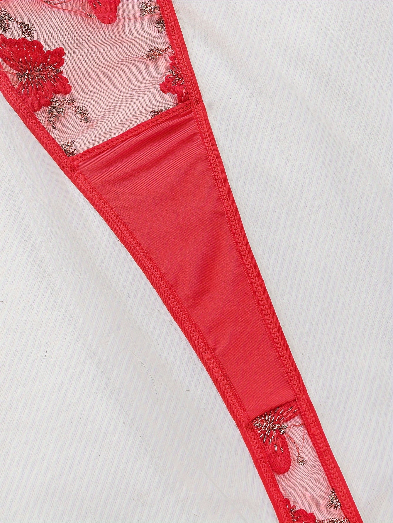 Butterfly Embroidery Bra & Panties, Halter Unlined Plunge Bra '/MH