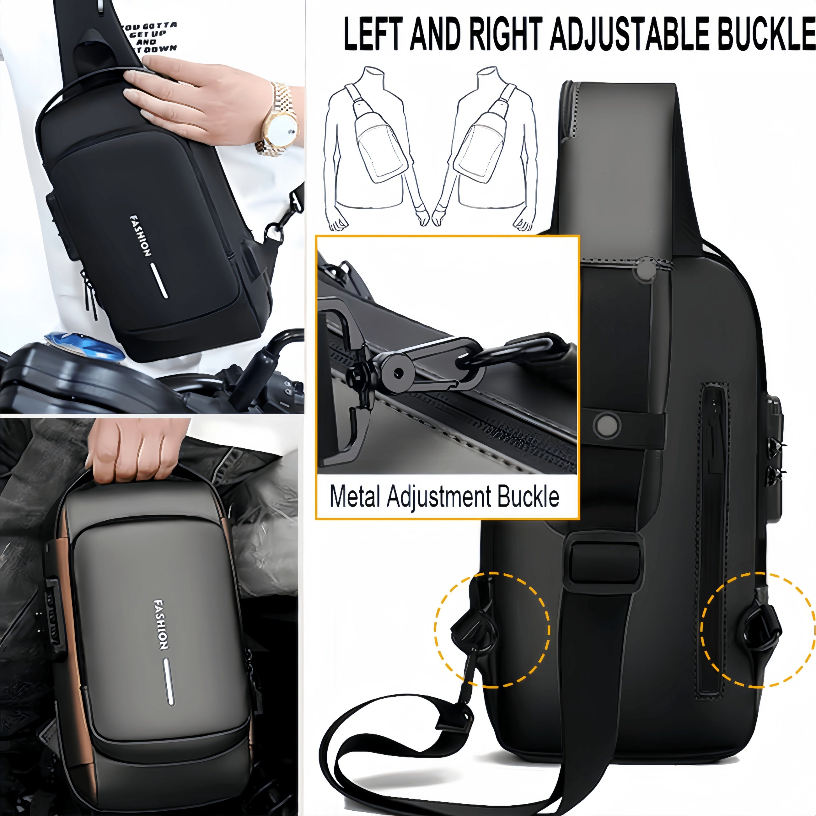1pc Multi-functional Trendy Sling Bag With Password Lock,