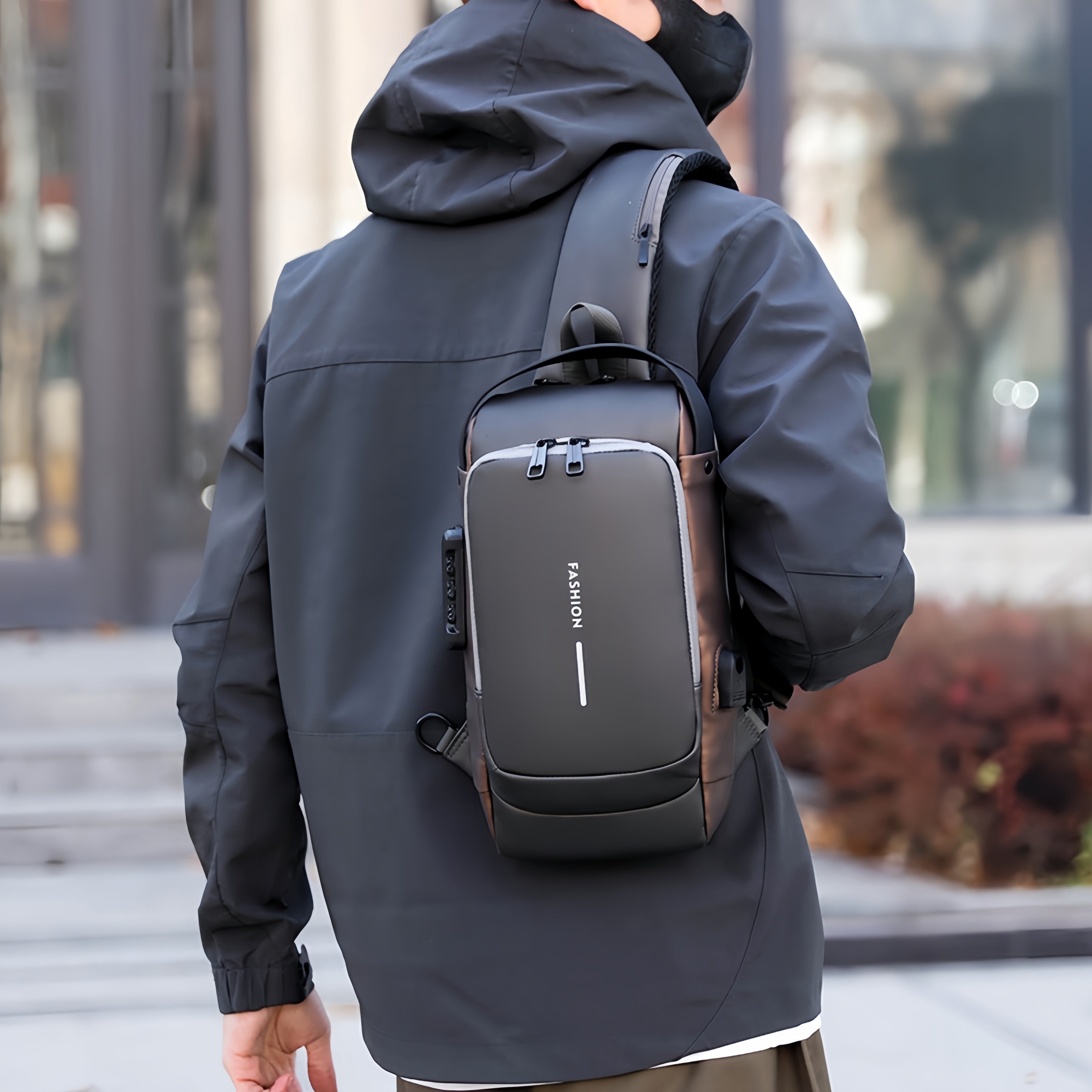 1pc Multi-functional Trendy Sling Bag With Password Lock,