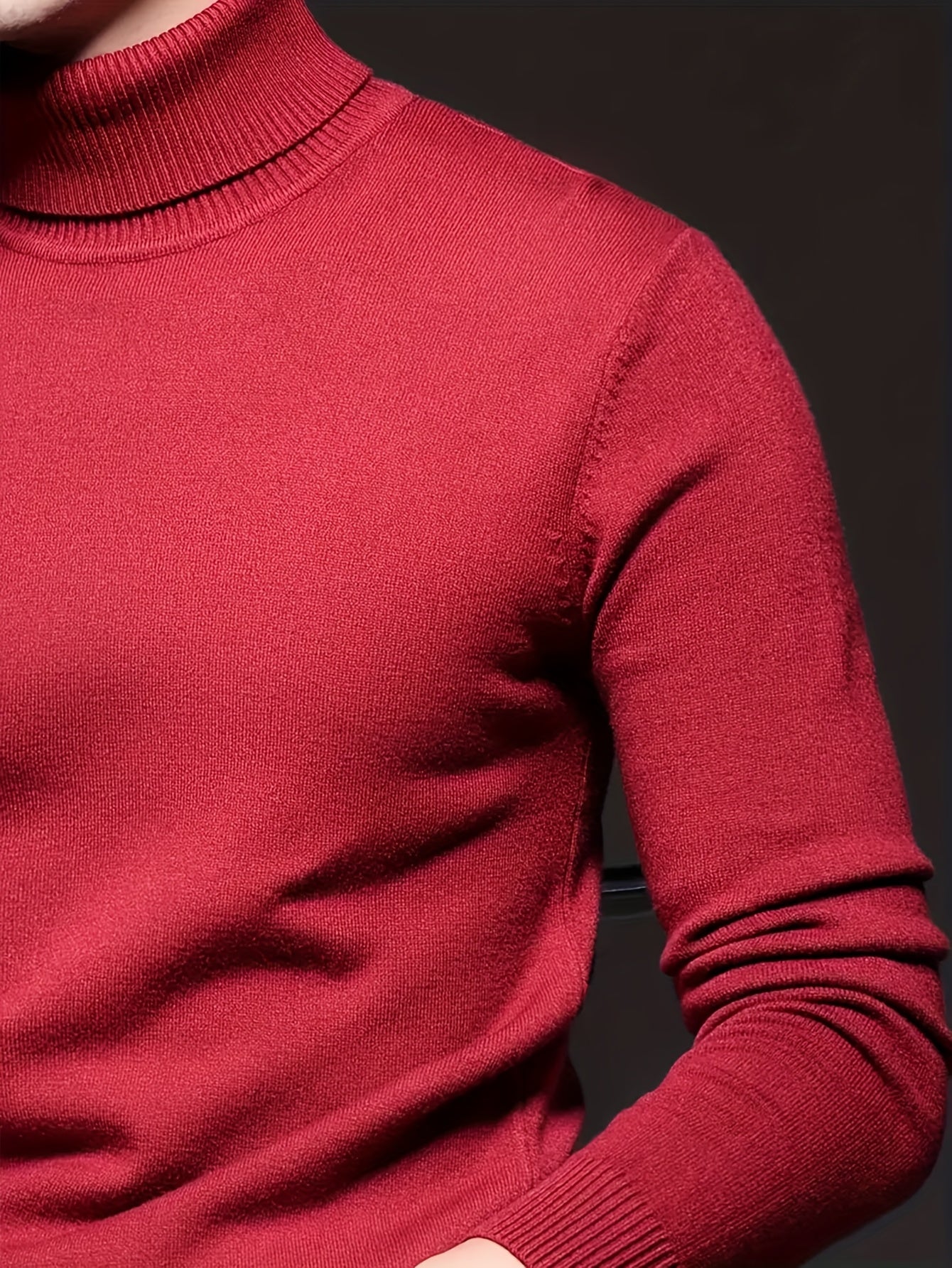 Men's Casual Solid Color Turtleneck Sweater .