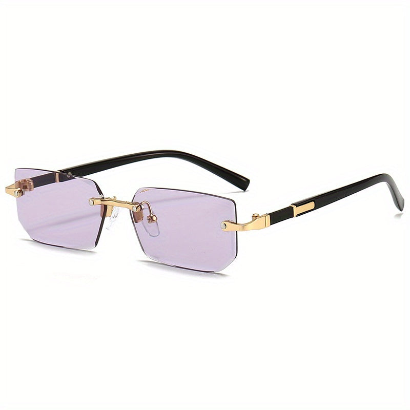 Rimless Rectangle Fashion Metal Shades Eyeglasses Small Women .