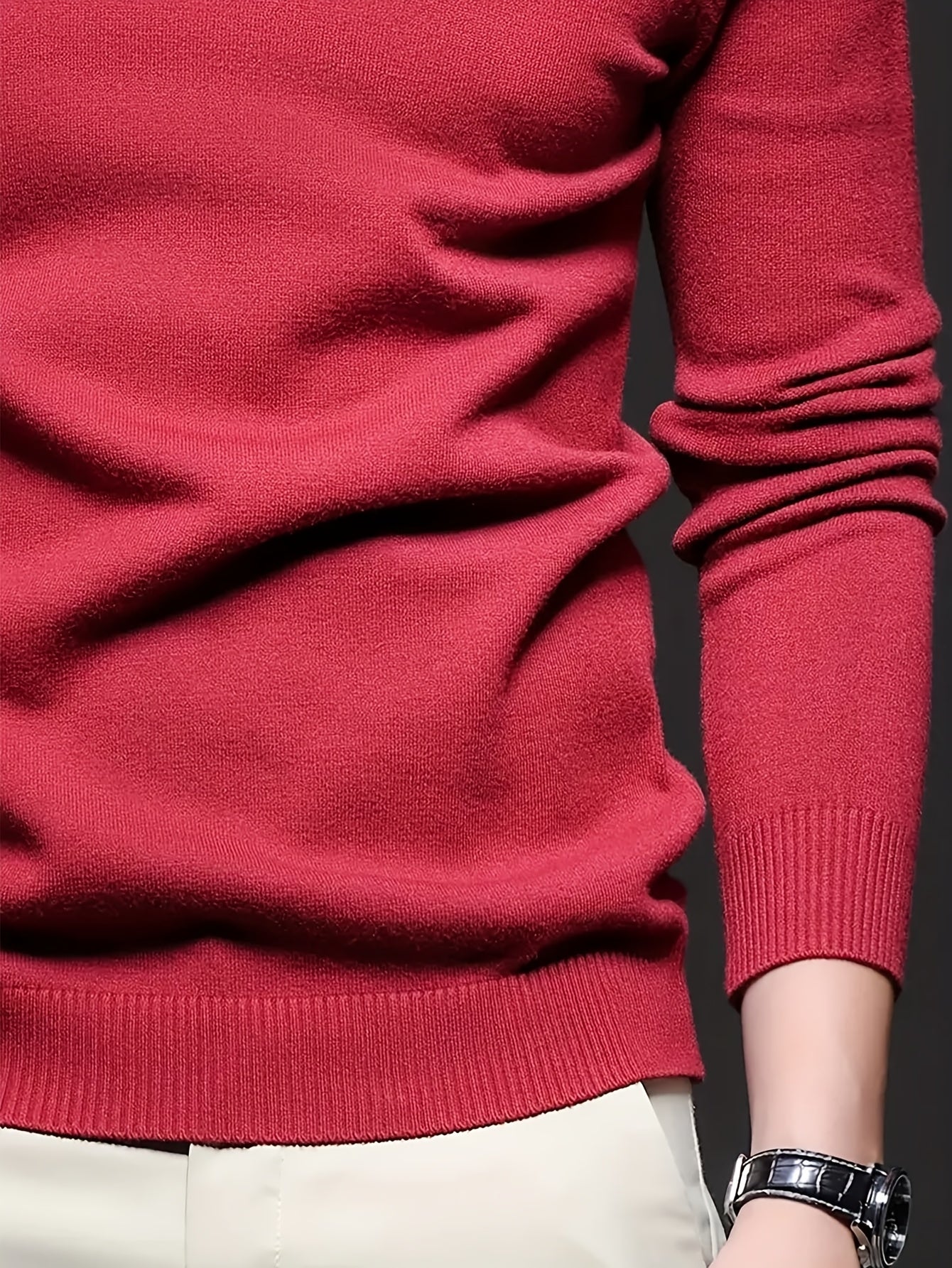 Men's Casual Solid Color Turtleneck Sweater .