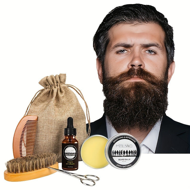 MELAO Beard Oil and Balm Set with Bread Shaper - Complete Beard Grooming Kit for Men, gift