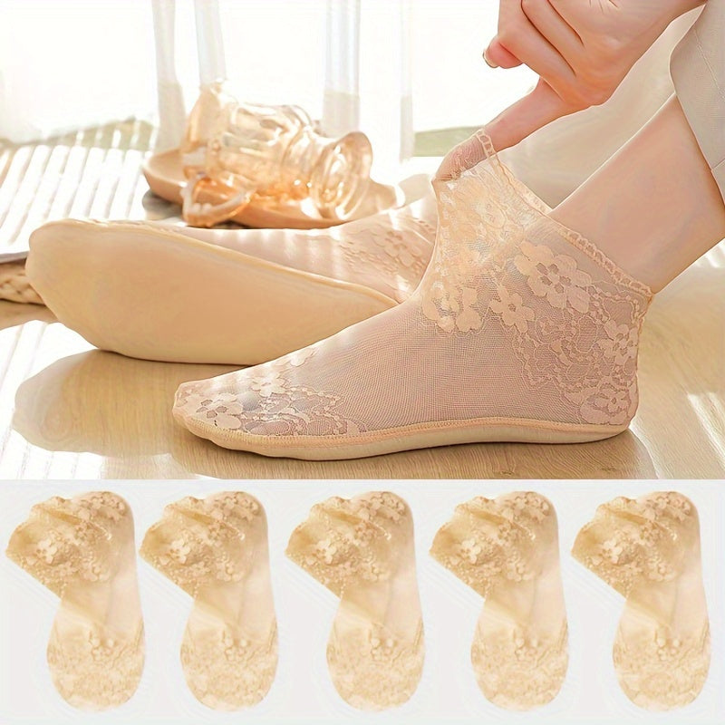 [Breathable Lace Socks] 5 Pairs Ultra-Thin Women’s/MH