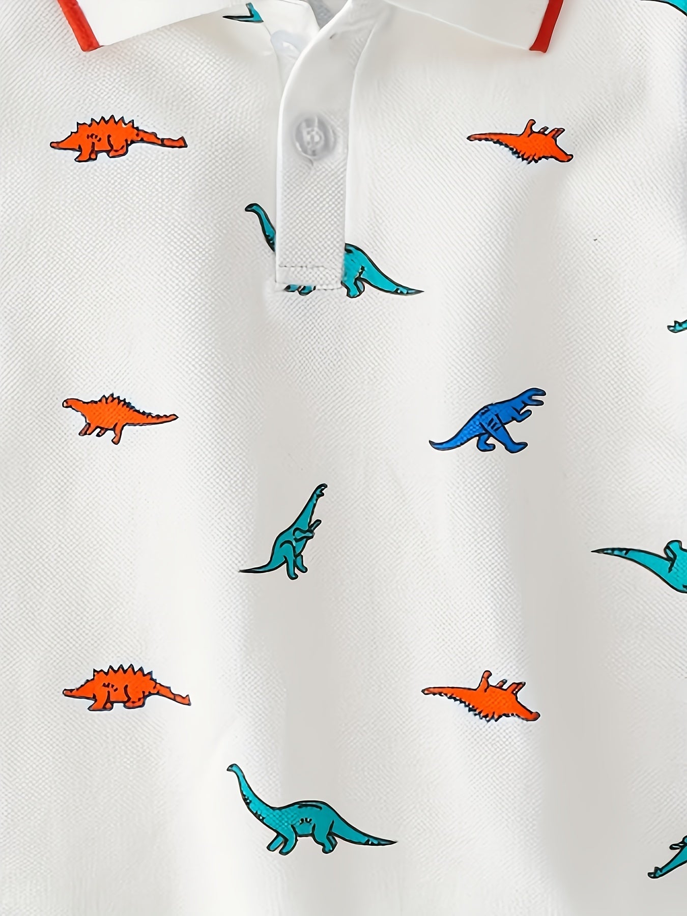 Toddler Boys Dinosaur Graphic Button Short Sleeve Cotton Casual Polo Shirt Top Kids Summer Clothes