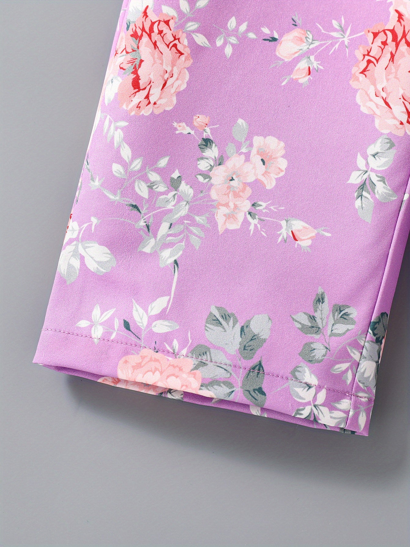 Toddler Girls Flowers Graphic Flutter Sleeve Belted Rompers Wide.