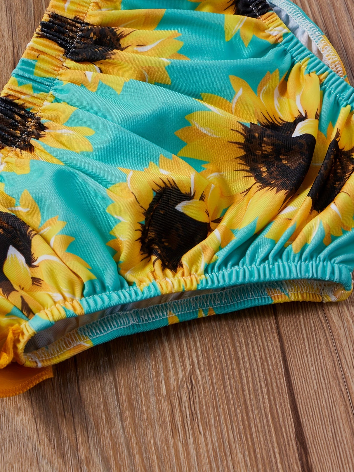 3pcs Baby Girls Bikini Tankini Swimsuit Sunflower Graphic Bow .