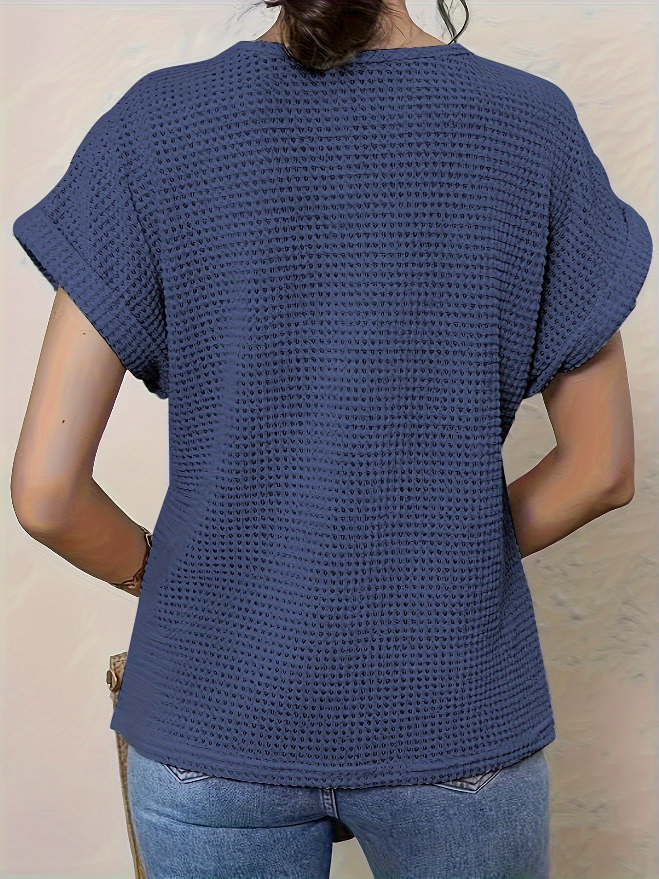 Lace Splicing Crew Neck T-shirt, Casual Short Sleeve Top For Spring & Summer, Women's Clothing