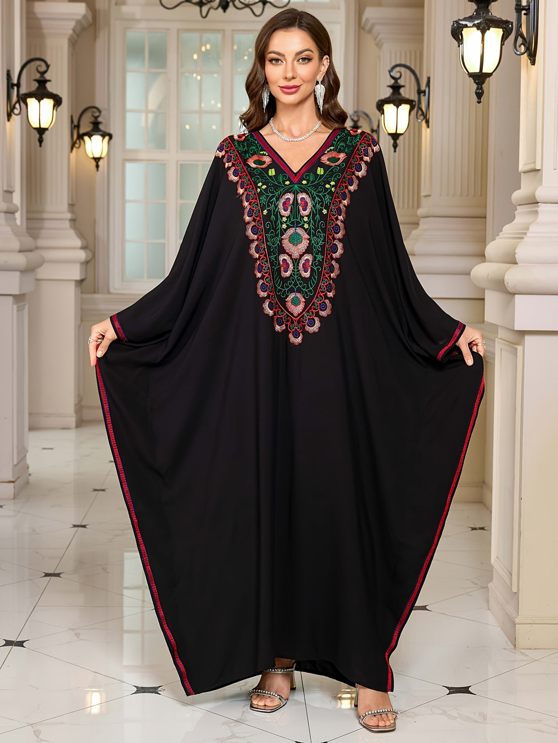 EDOLYNSA Women's Maxi Kaftan - Long Sleeve ./MH