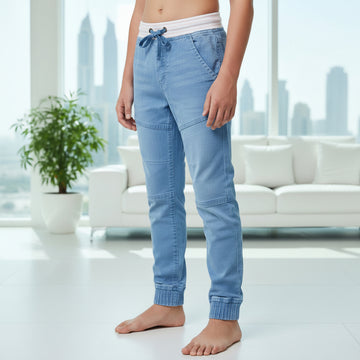 Children’s Light Blue Denim Jogger Jeans 7-12 Years - Relaxed Fit Jeans with Side Detail | MH