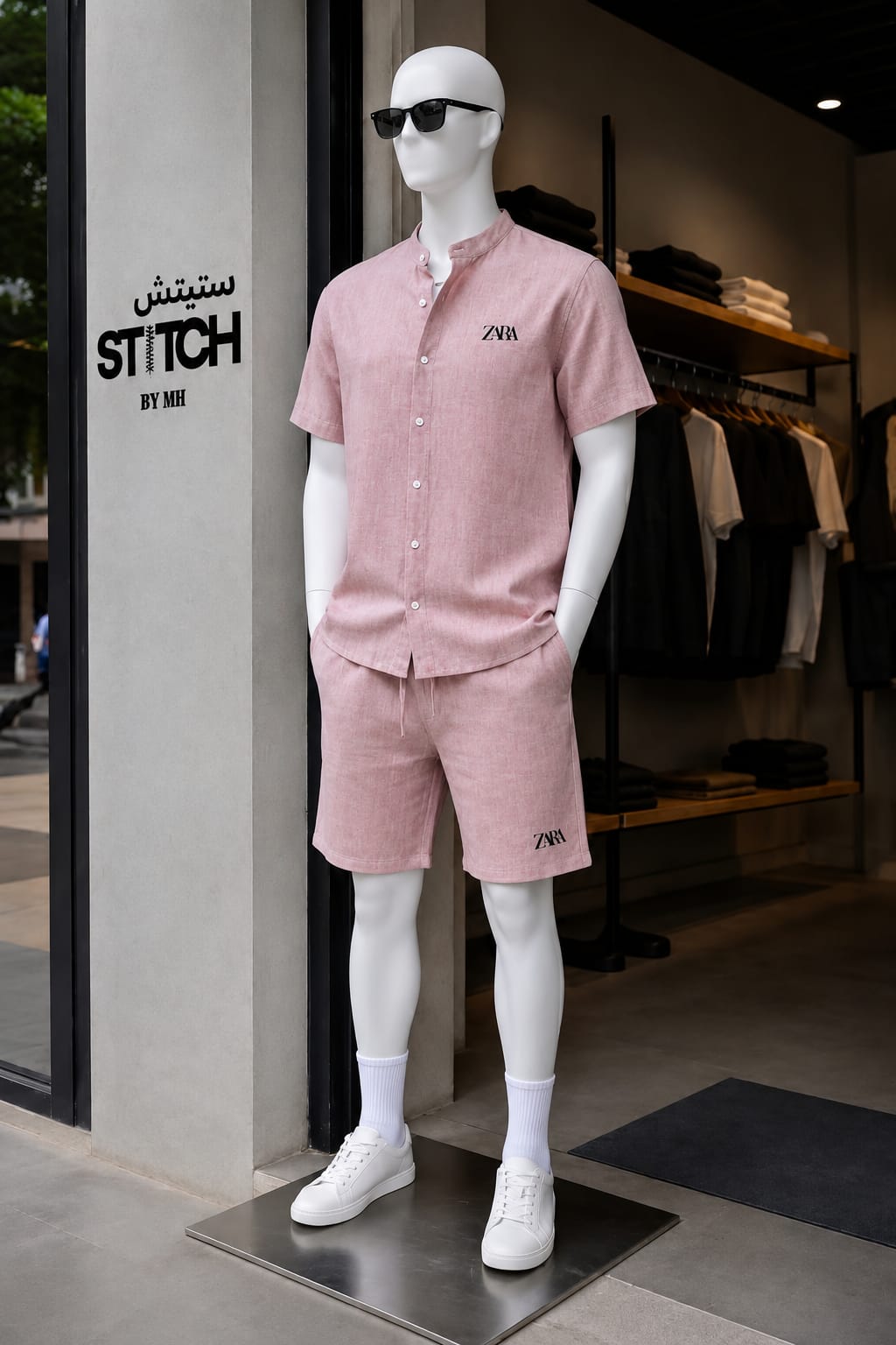Men’s Premium Textured Band Collar Shirt & Shorts Co-ord Set | Half Sleeve Summer Set | M–XXL