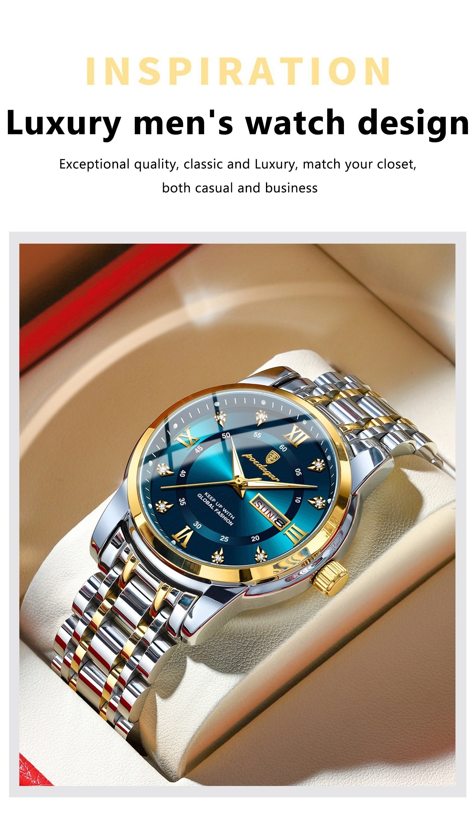 POEDAGAR Men'S Luxury Sport Watch - IPX8, Luminous Quartz Movement,