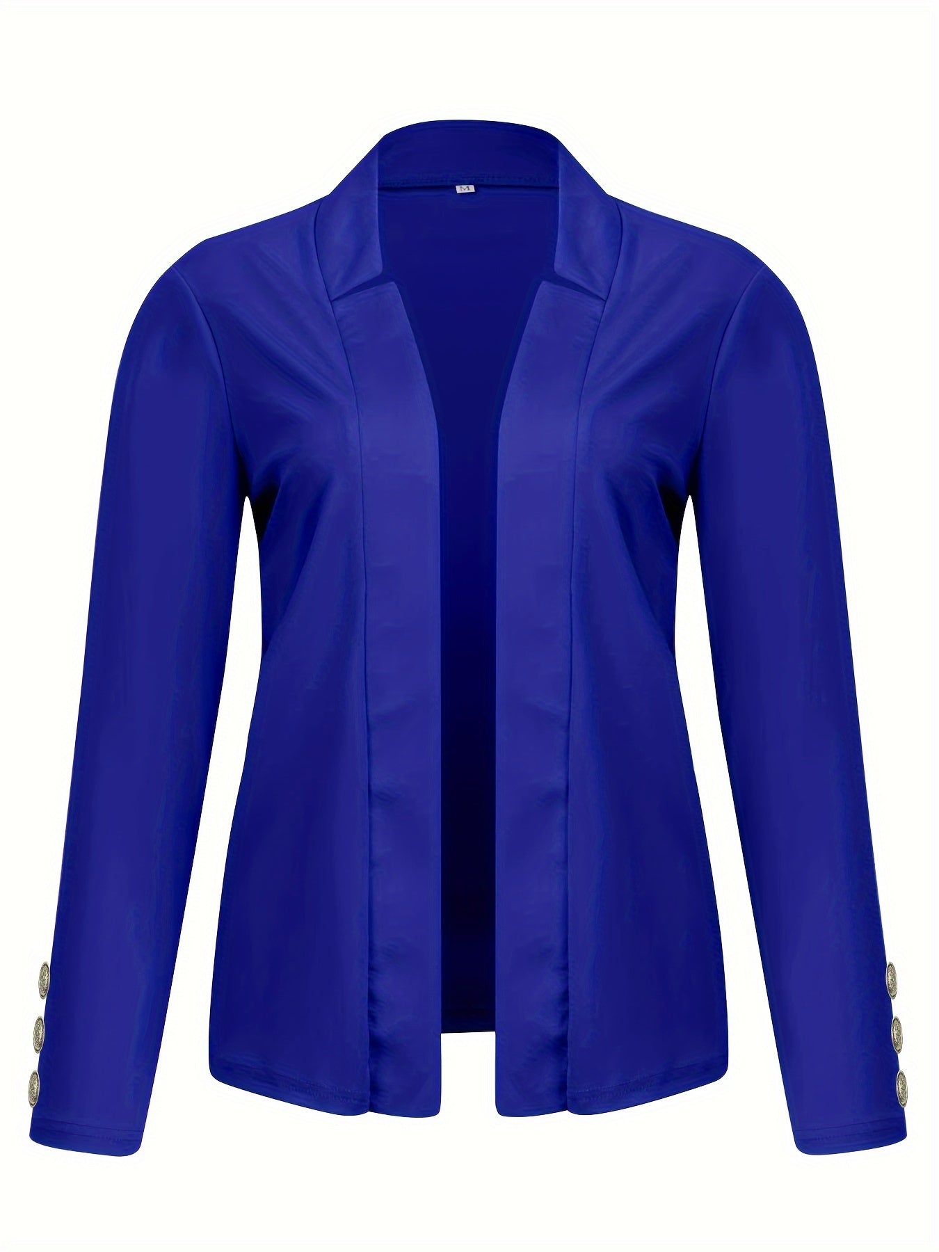Solid Open Front Button Decor Blazer, Elegant Long Sleeve Blazer.