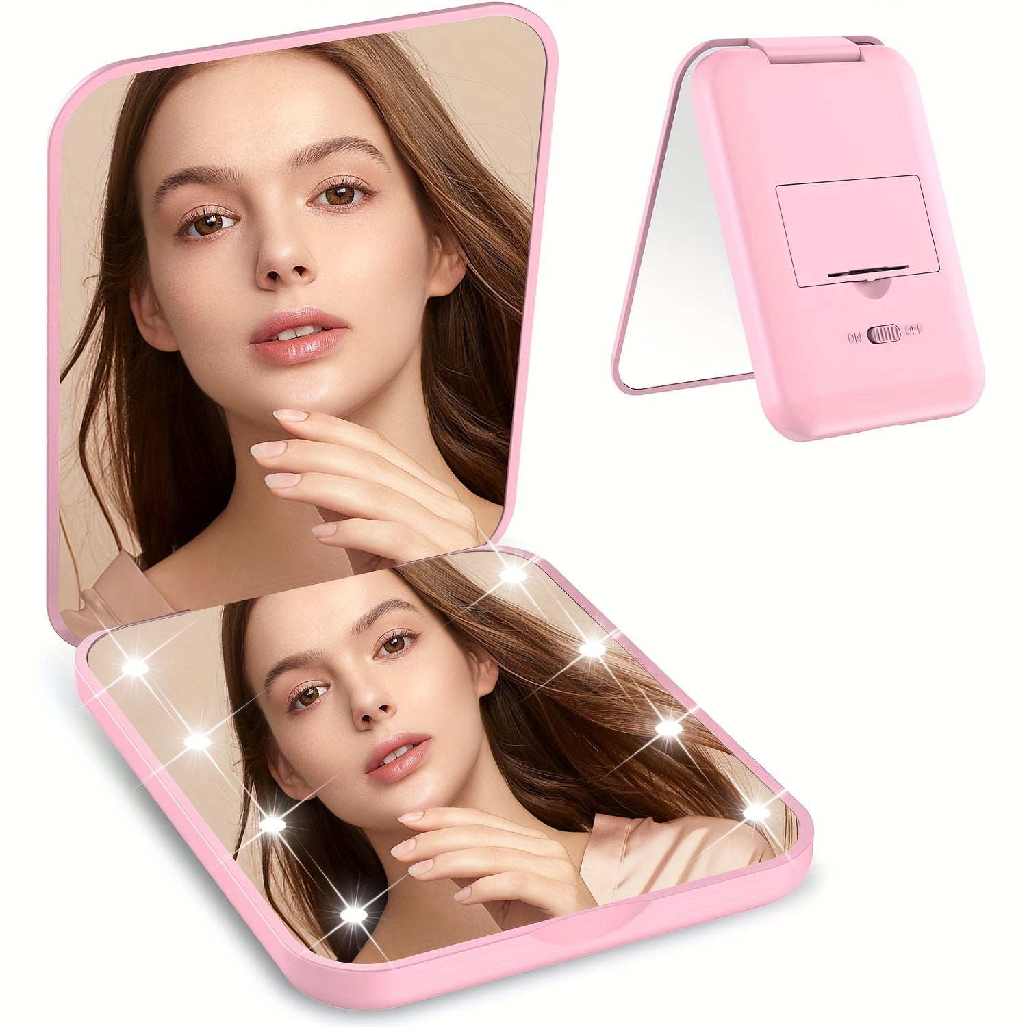 LED Pocket Makeup Mirror, 1X/3X Magnified LED Mini Compact