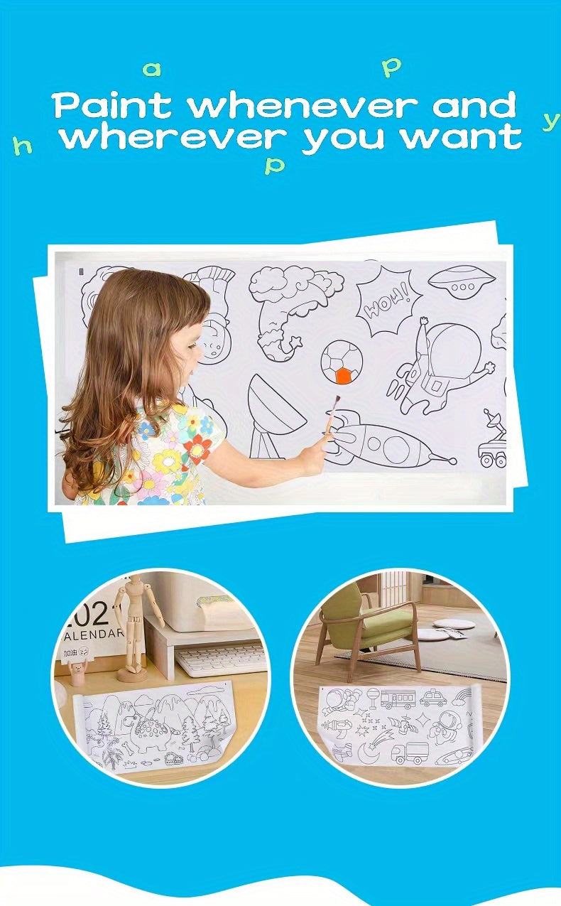 Doodle Painting Roll, Painting Paper Roll DIY Painting Painting Color Filling, Develop Imagination Painting Tools (Without Pen, Uncolored Painting Roll) Halloween/Christmas Gift Easter Gift