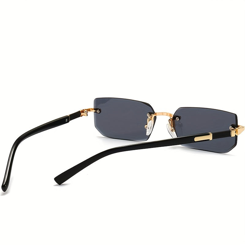 Rimless Rectangle Fashion Metal Shades Eyeglasses Small Women .