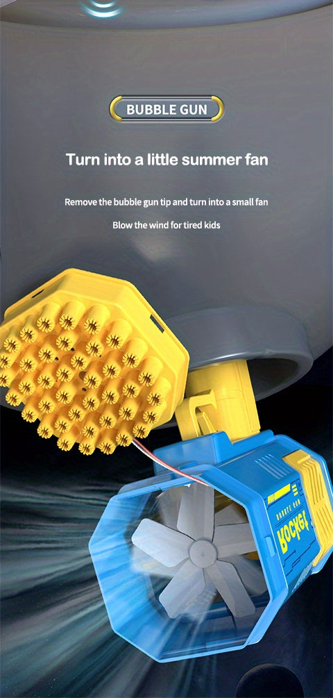 40-hole electric bubble Machine Handheld Gatling Automatic Bubble Gun Children's Portable Outdoor Party Toy LED Light Hair Dryer, As Halloween, Chrismas Gift ( without bubble liquid and battery)