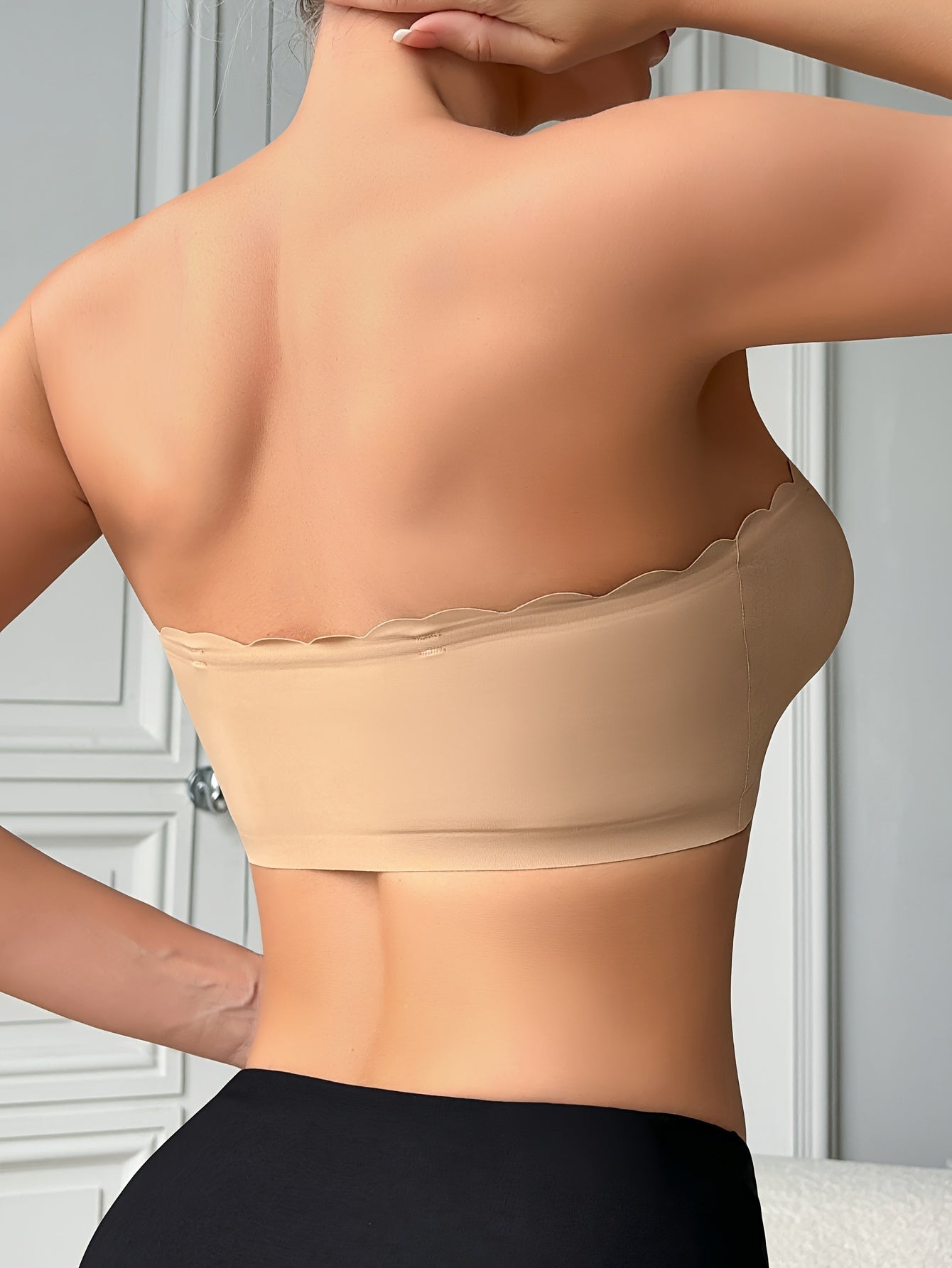 Solid Seamless Strapless Front Closure Wireless Strapless Bra,/MH