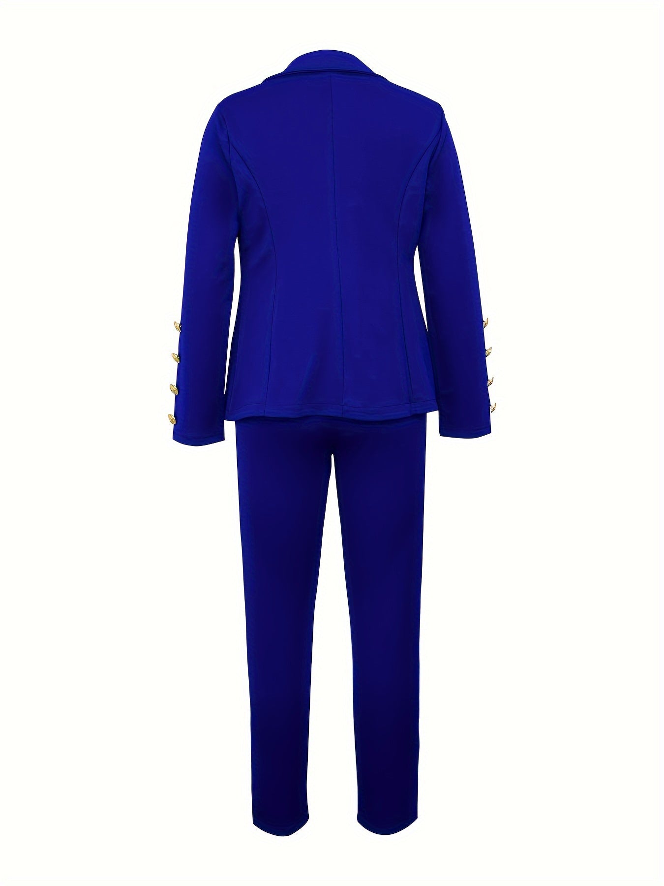 Business Casual Two-piece Set, Double-breasted Lapel Blazer.