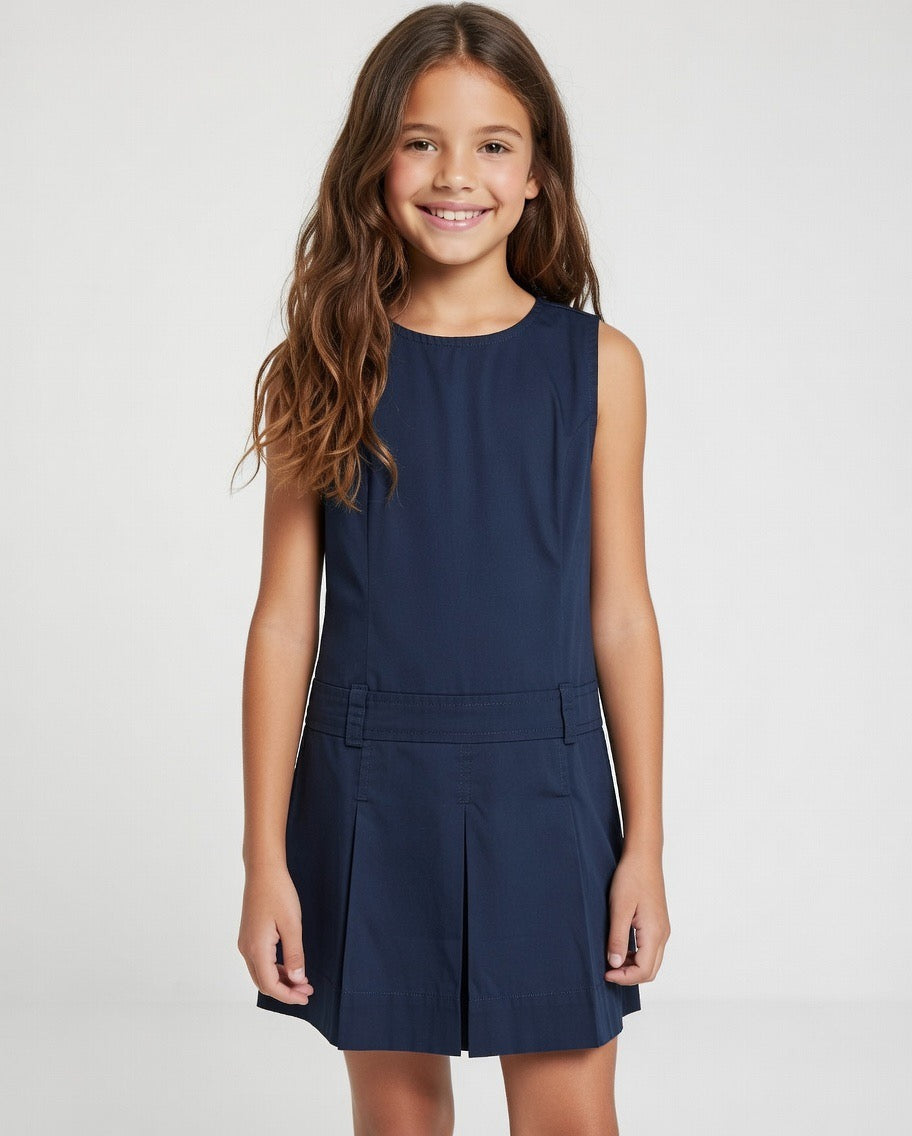 Elegant Sleeveless Pleated A-Line Dress with Belt Detail | MH Size (6-16Years)