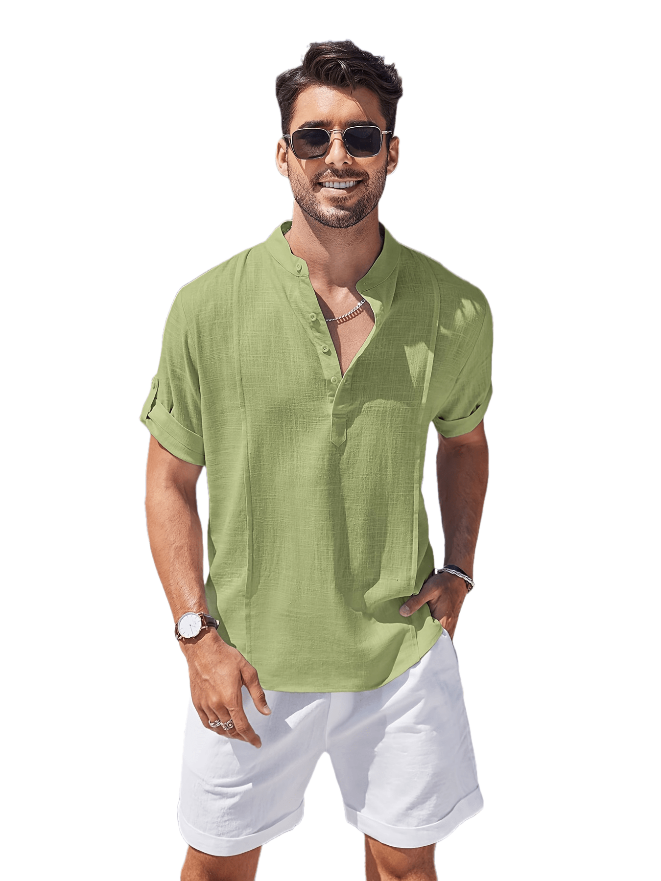 Men's Cotton & Ramie Fiber Shirt Top Turn-Down Collar Long Sleeve Closure Male Casual Shirt For Men Daily Vacation Streetwear