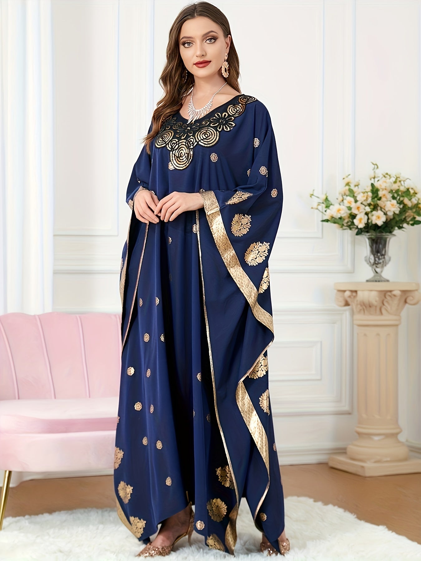 Middle Eastern Elegance Women's Floral Print Abaya./MH