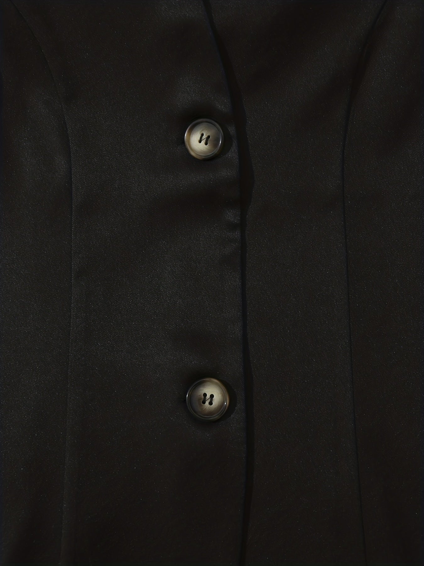 Solid Button Front Blazer, Elegant Sleeveless Blazer For Office,