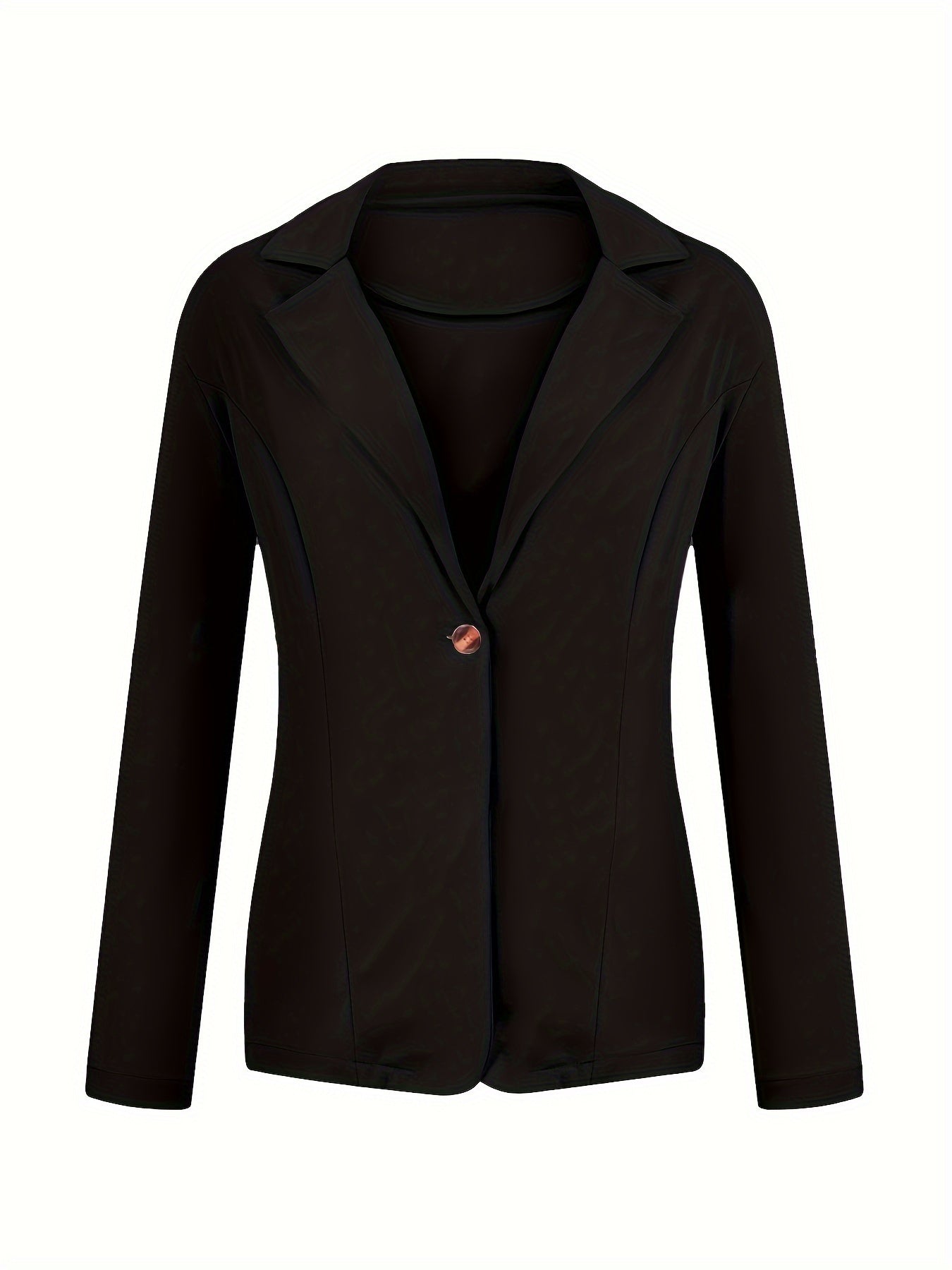 Solid Lapel Button Long Sleeve Blazer Jacket, Casual Loose .