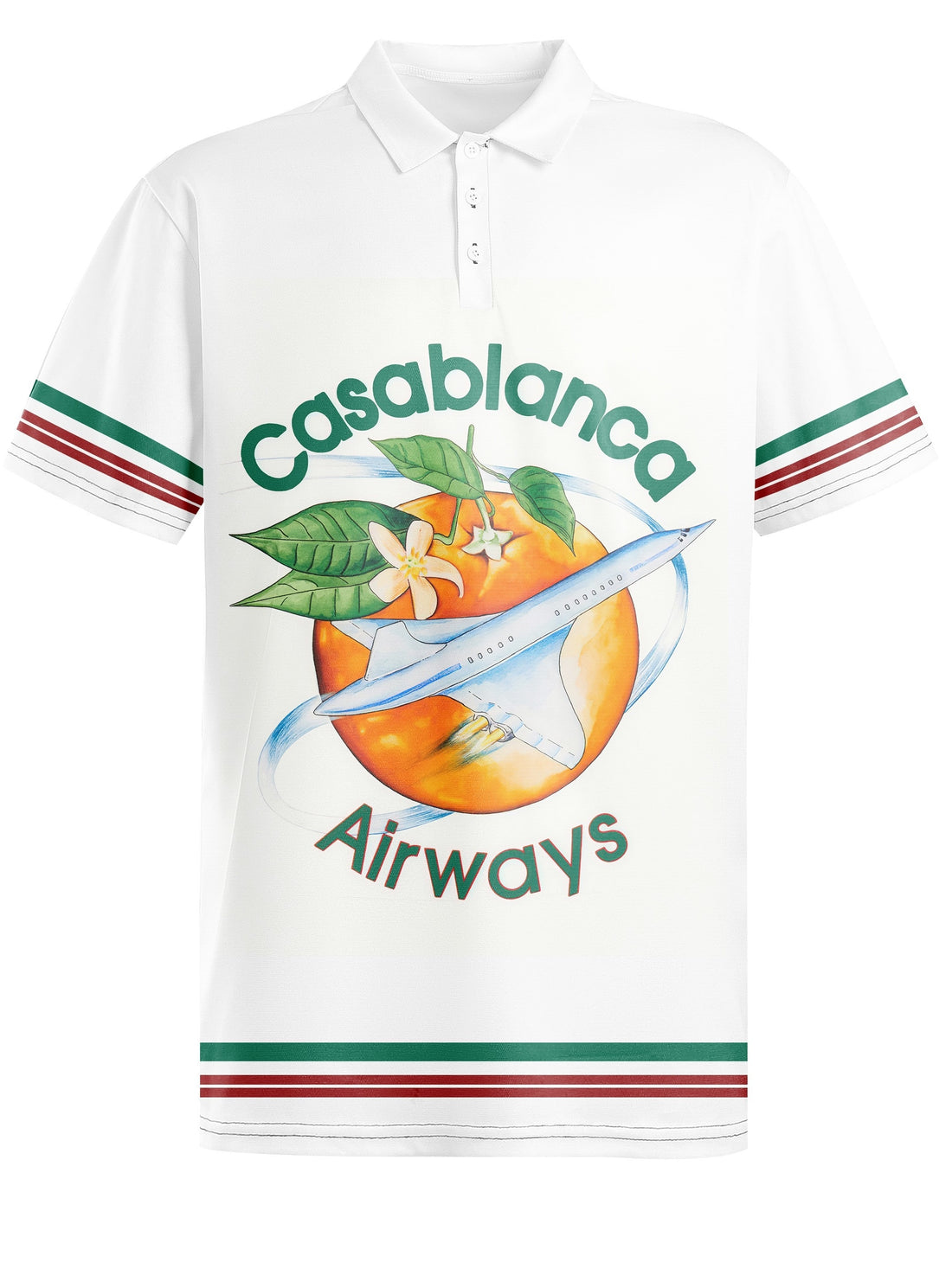 "CASABLANCE AIRWAYS" Alphabet Print Men's Short Sleeve Lapel Golf Shirts.