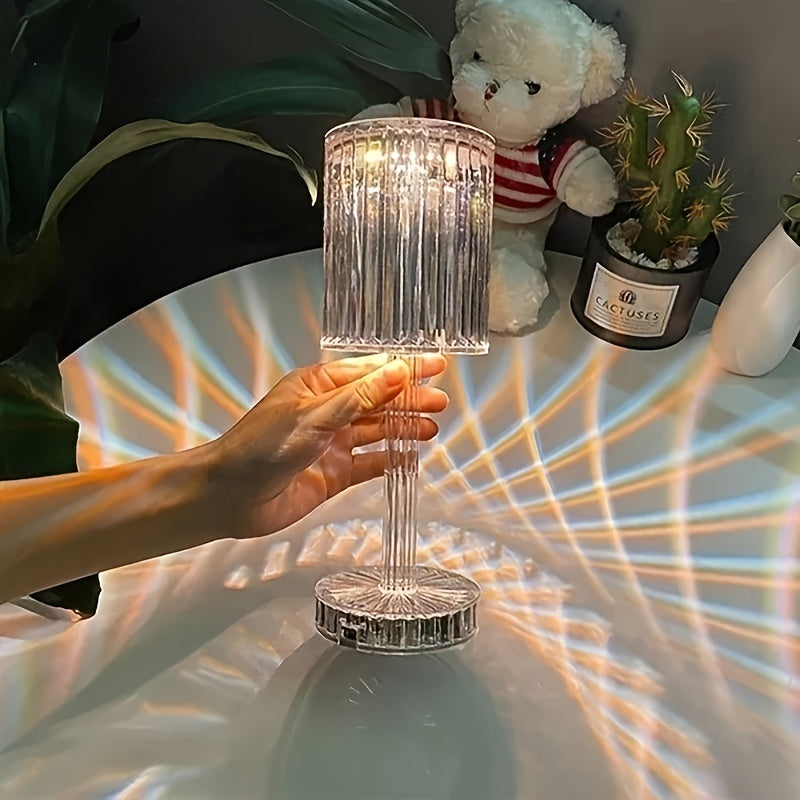 Elegant Crystal Touch Control Bedside Lamp - Adjustable LED Light .