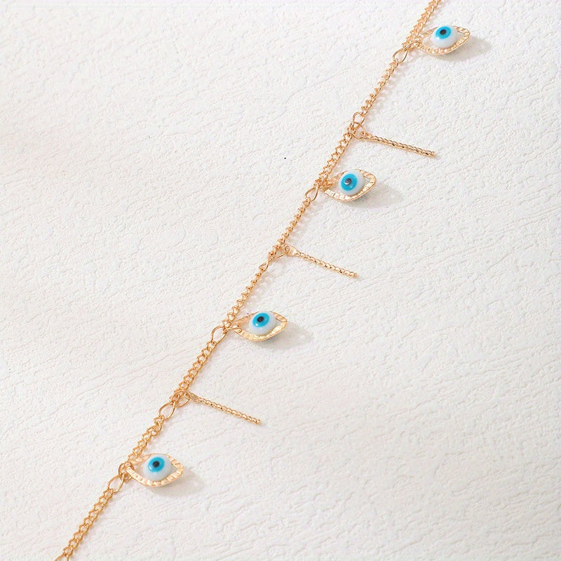 Creative Devil's Eye Tassel Necklace All Match Pendant Necklace Jewelry Gift For Women