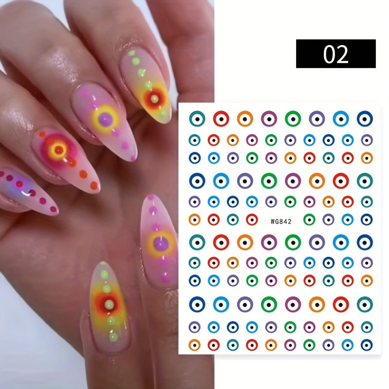 3D Evil Eye Nail Art Stickers - Self-Adhesive Witch Nail Decals for Manicure Designs - Perfect Gift for Women and Girls
