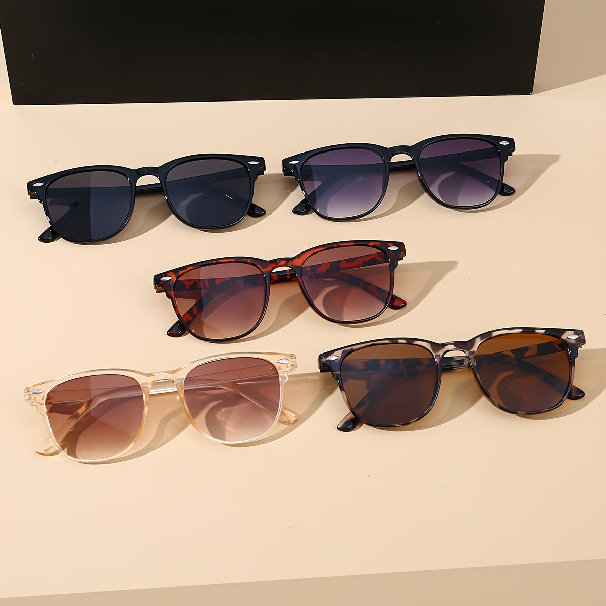 5 Pcs Unisex Polarized Round Glasses For Women,