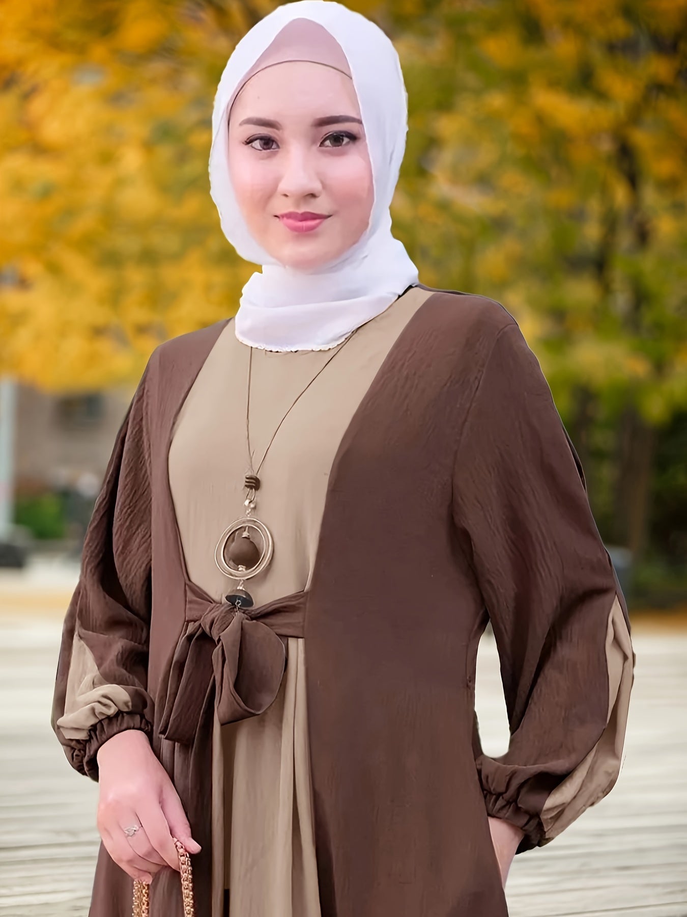 Color Block Tie Front Kaftan Dress, women fashion'/MH
