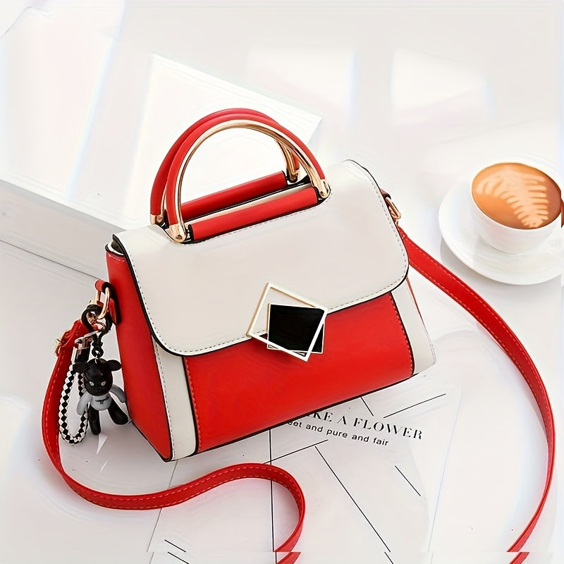 Trendy Colorblock Square Shoulder Bag,