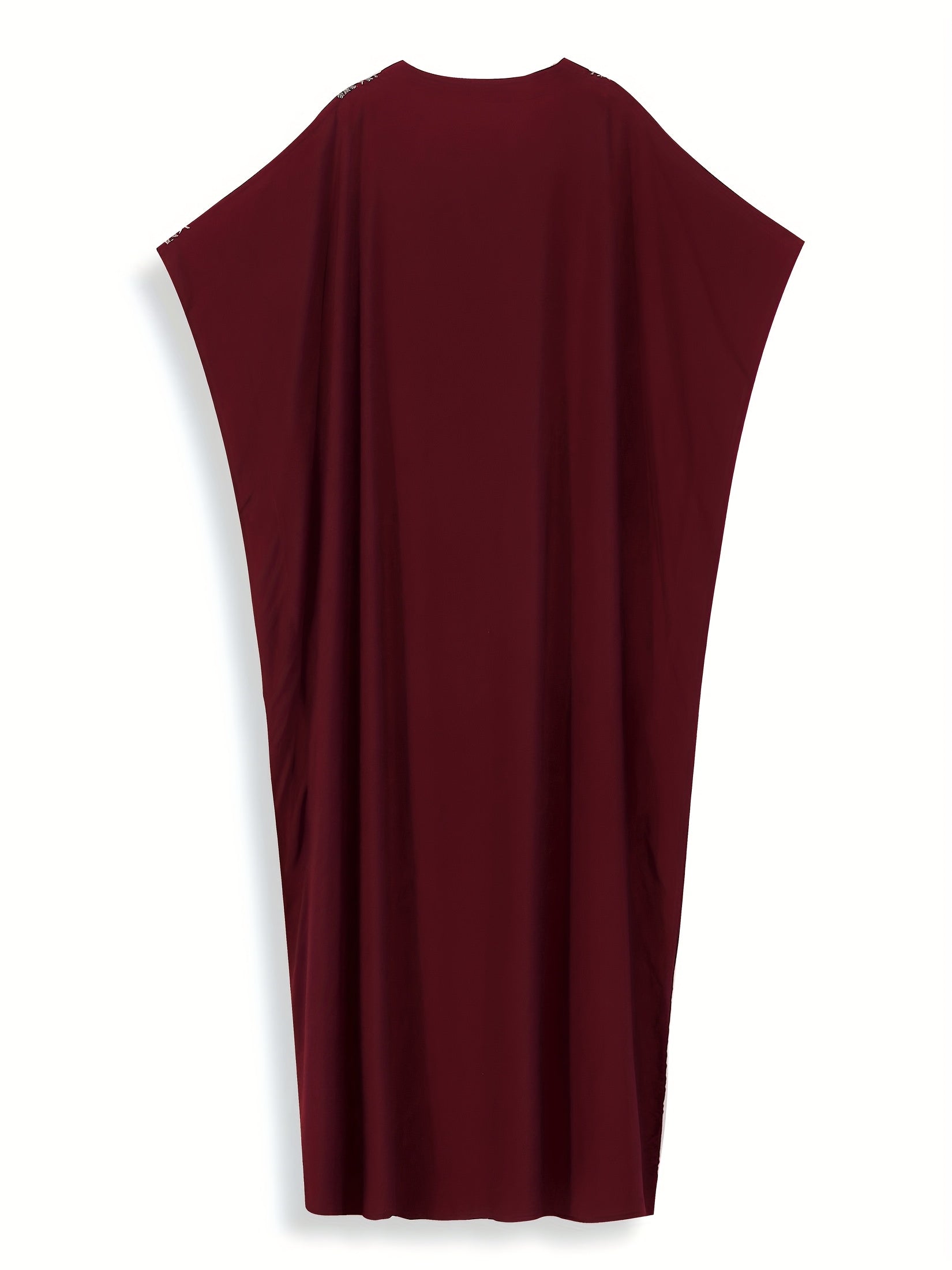 EDOLYNSA Plus Size Embroidered V-Neck Kaftan Dress, /MH