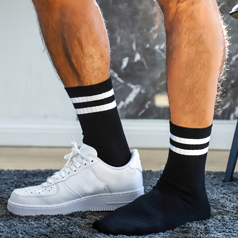 6 Pairs of Stylish Men's Crew Socks - Breathable,/MH