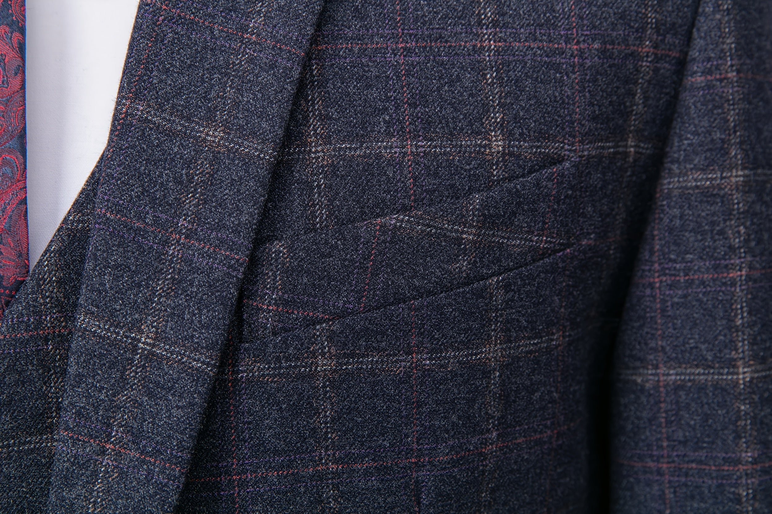 3pcs Men's Plaid Pattern Dress Suit Set, Notch Lapel Collar Blazer.