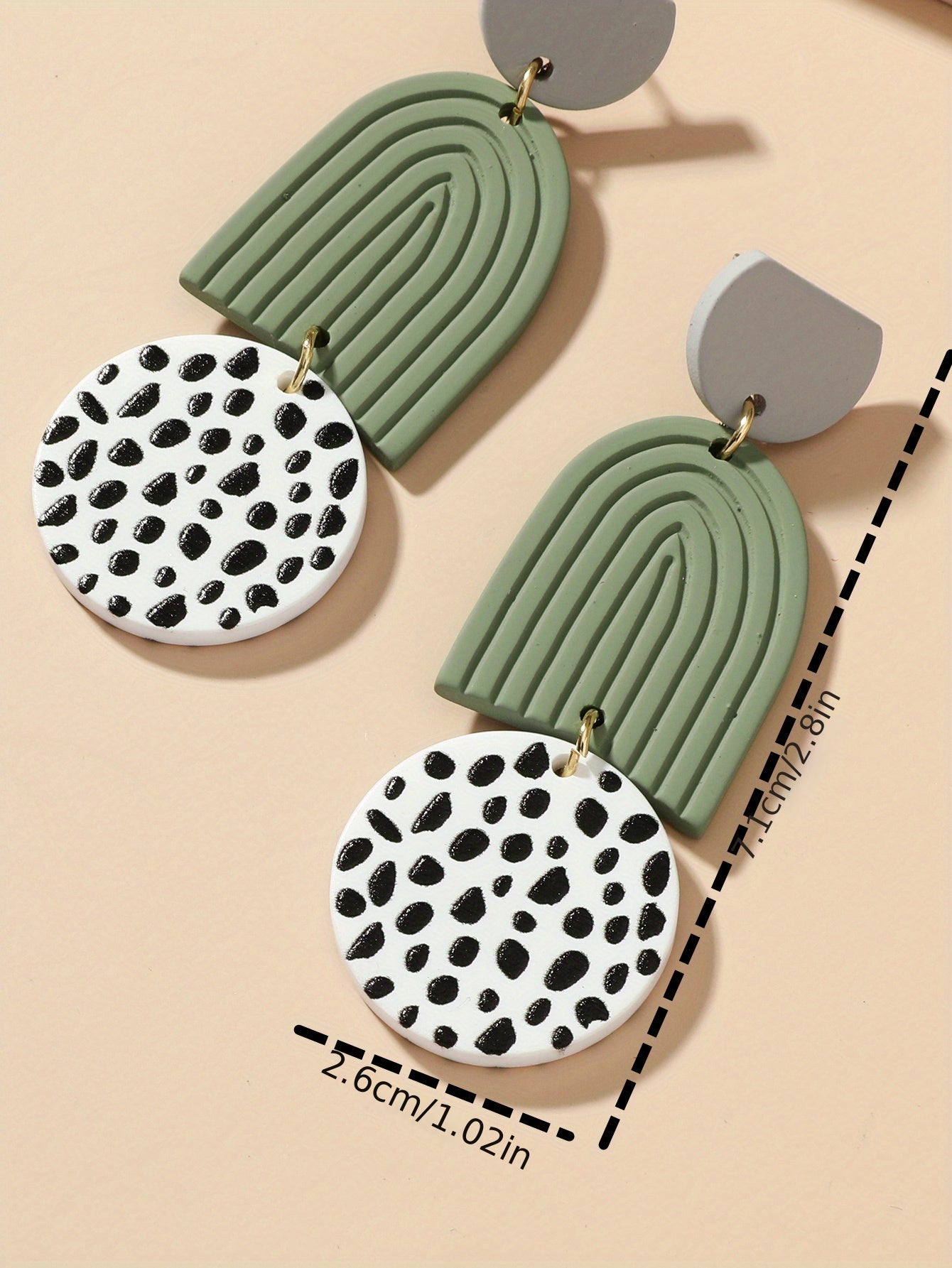 U Shape Round Sheet Decor Cow Pattern Dangle Earrings Polymer Clay Texture Elegant Vacation Style Holiday Ear Ornament Female Gift
