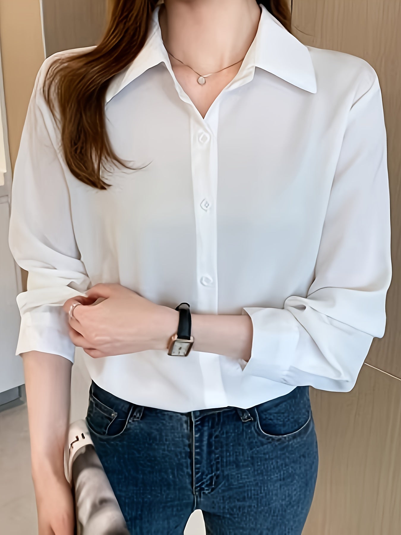 Luxury Feel Wrinkle-Resistant Satin Shirt for Women | Solid Color