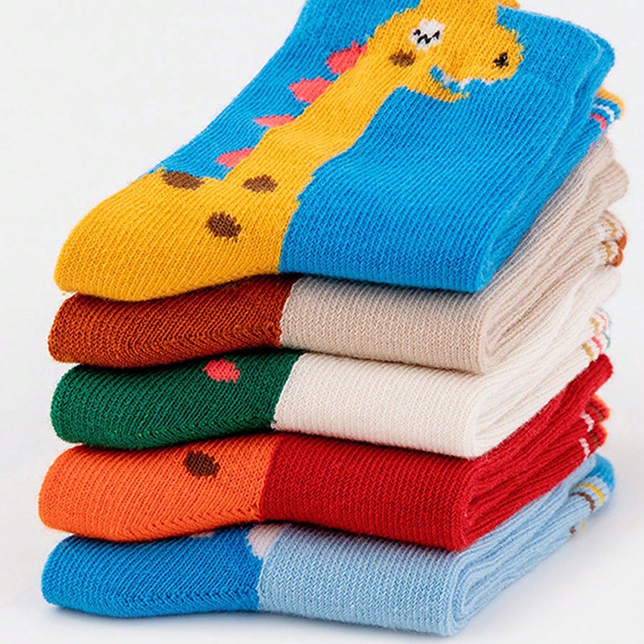 Cartoon Green Dino Pattern 5 Pairs Boy's Short Crew Socks,/MH