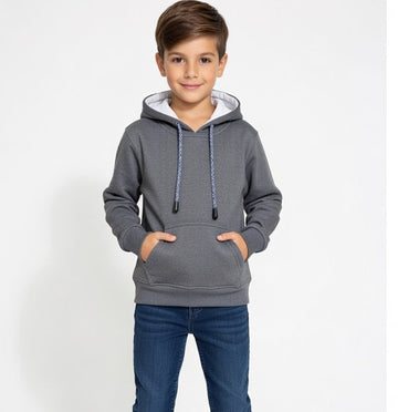 Kid Boys Solid Cotton Pocket Hoodie | MH Size (2-12Years)