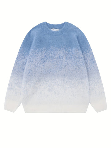 All Match Knitted Ombre Sweater, Men's Casual Warm Mid Stretch.