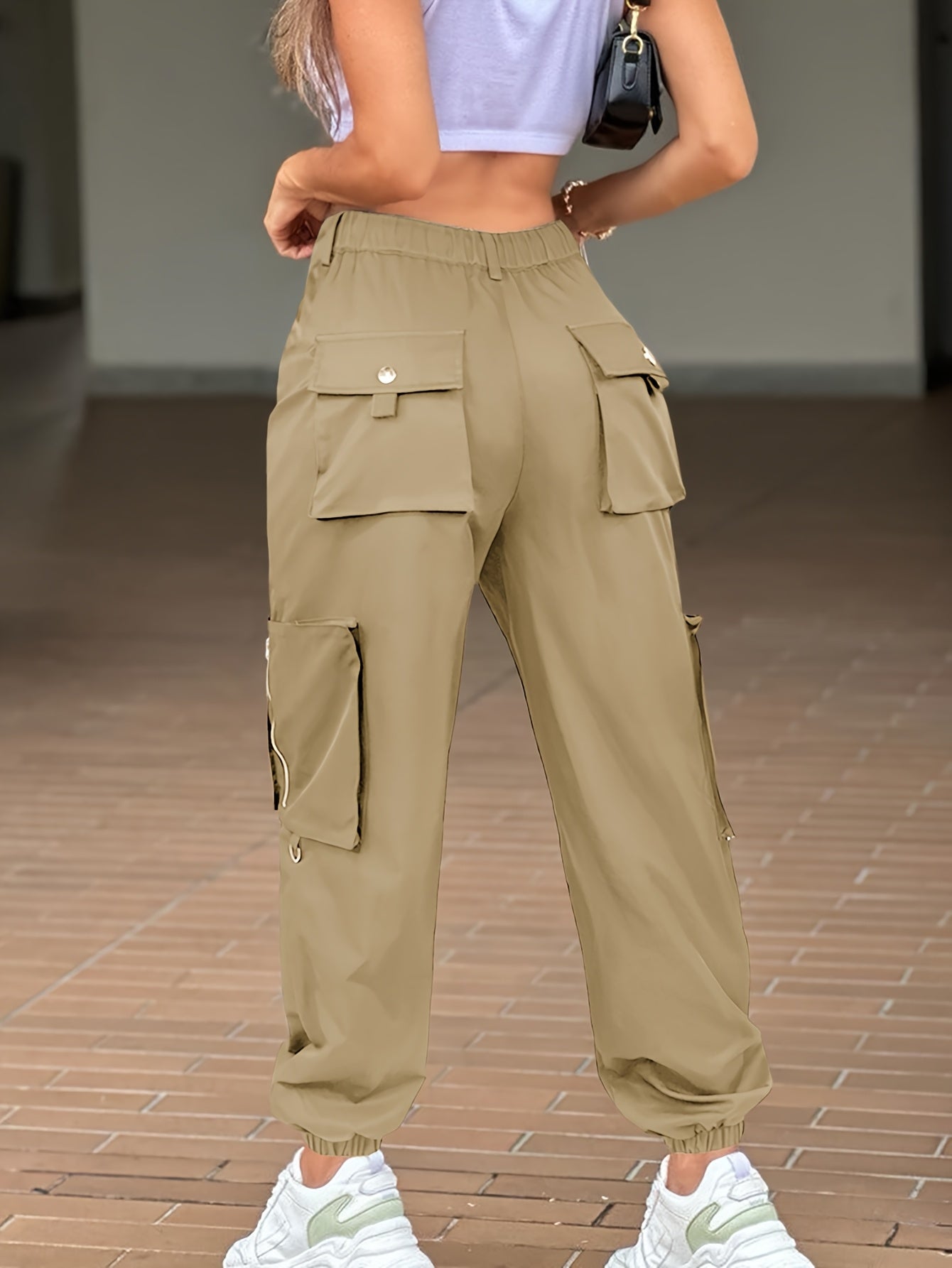 SwaKAKI Women's High-Waist Cargo Tapered Pants we Gre, /MH