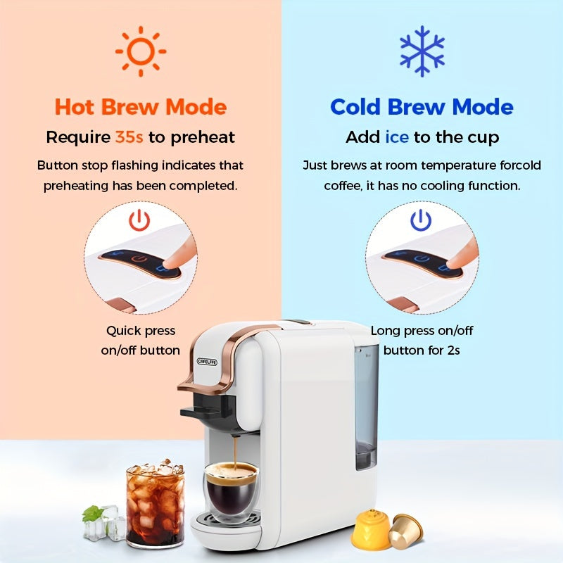 1pc Coffee Maker For Single Pods CAFELFFE 4 In 1 Coffee Machine Hot/Cold Dolce Gusto Milk Nespresso Capsule ESE Pod Ground Coffee Cafeteria 19Bar Teacher's Day Halloween Christmas Wedding Birthday Valentines Day Gift Coffee T