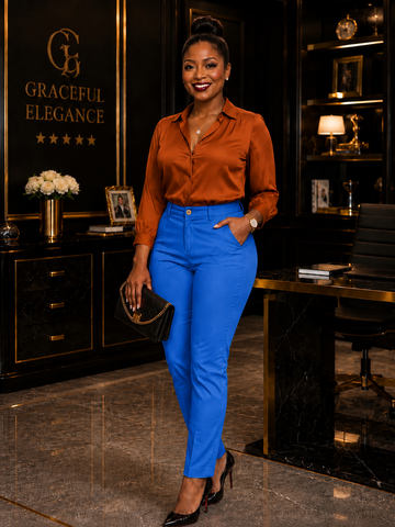 Women’s High Waist Skinny Slim Fit Colored Trousers | Stretch Twill Cotton | Office & Casual Wear | Size 26”–36”| MH