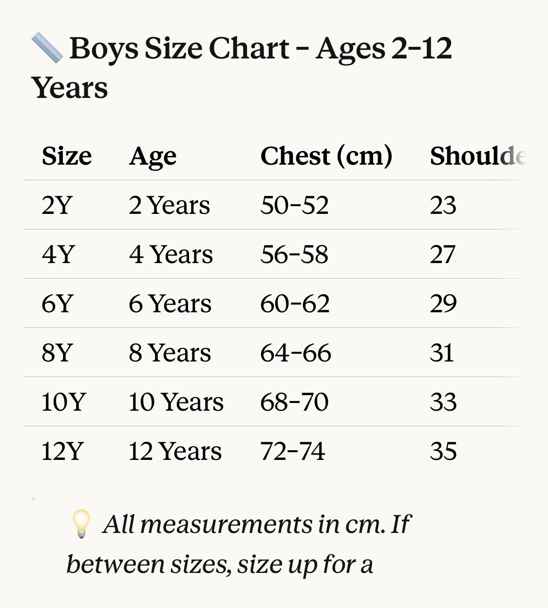 Size Chart