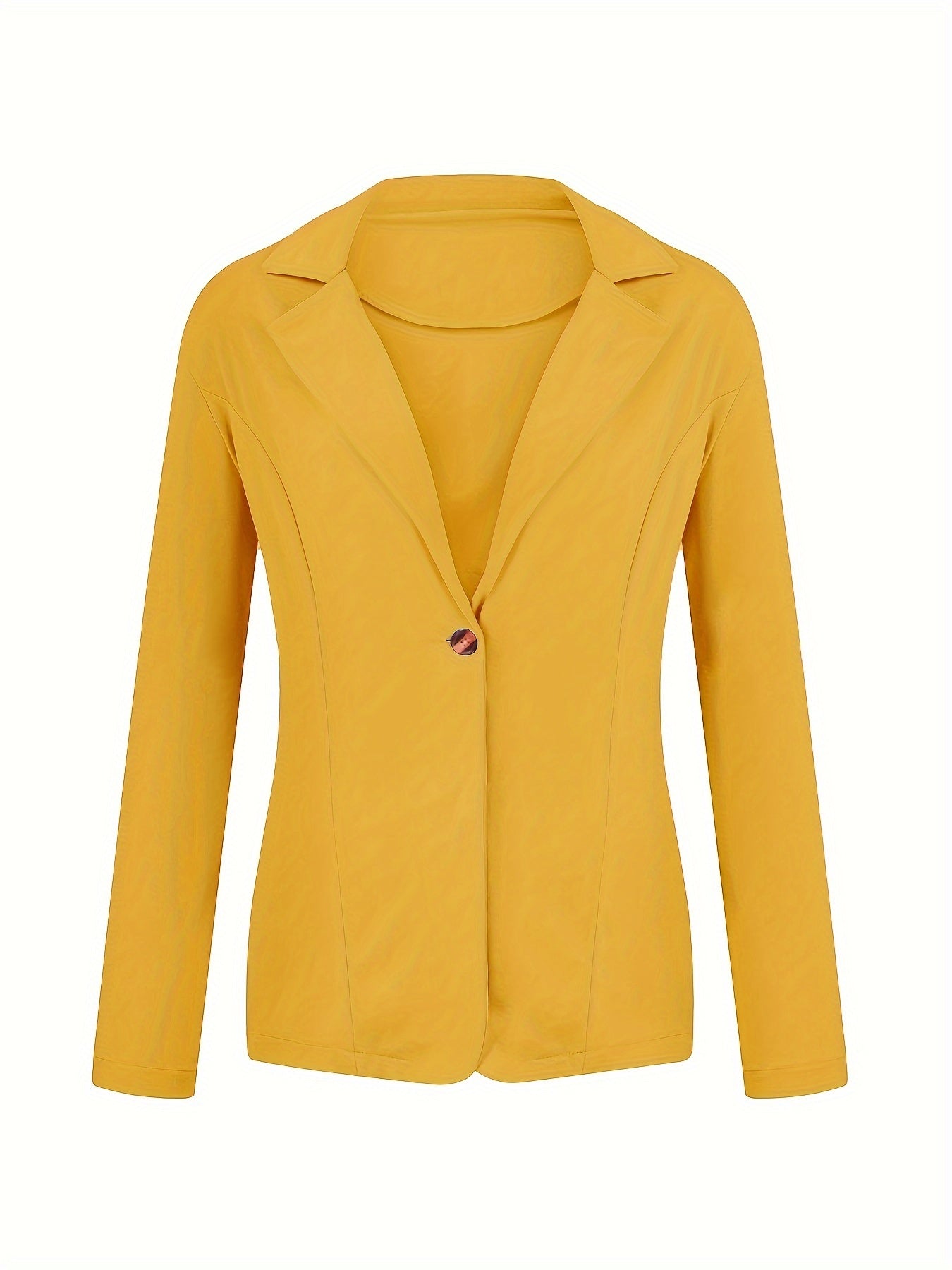 Solid Lapel Button Long Sleeve Blazer Jacket, Casual Loose .