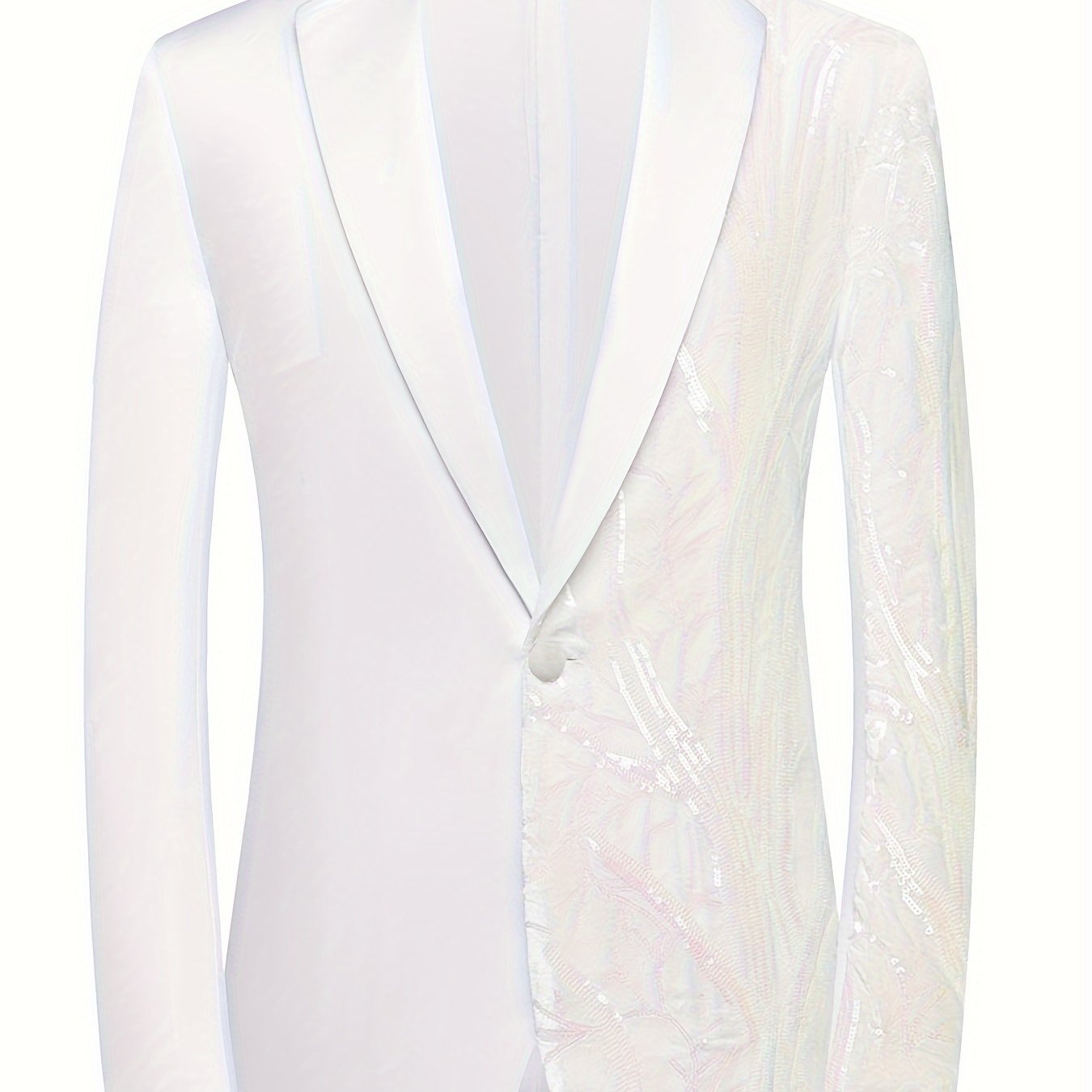 Shiny Sequins Blazer, Men's Semi-formal One Button Lapel Suit Jacket .