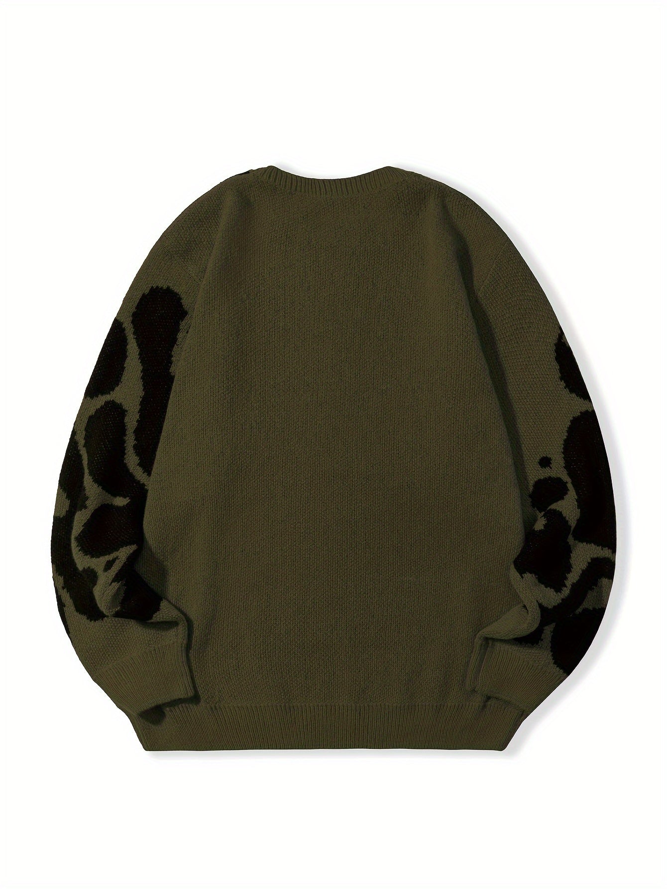 Trendy Pattern Knitted Sweater, Men's Casual Warm Slightly Stretch.